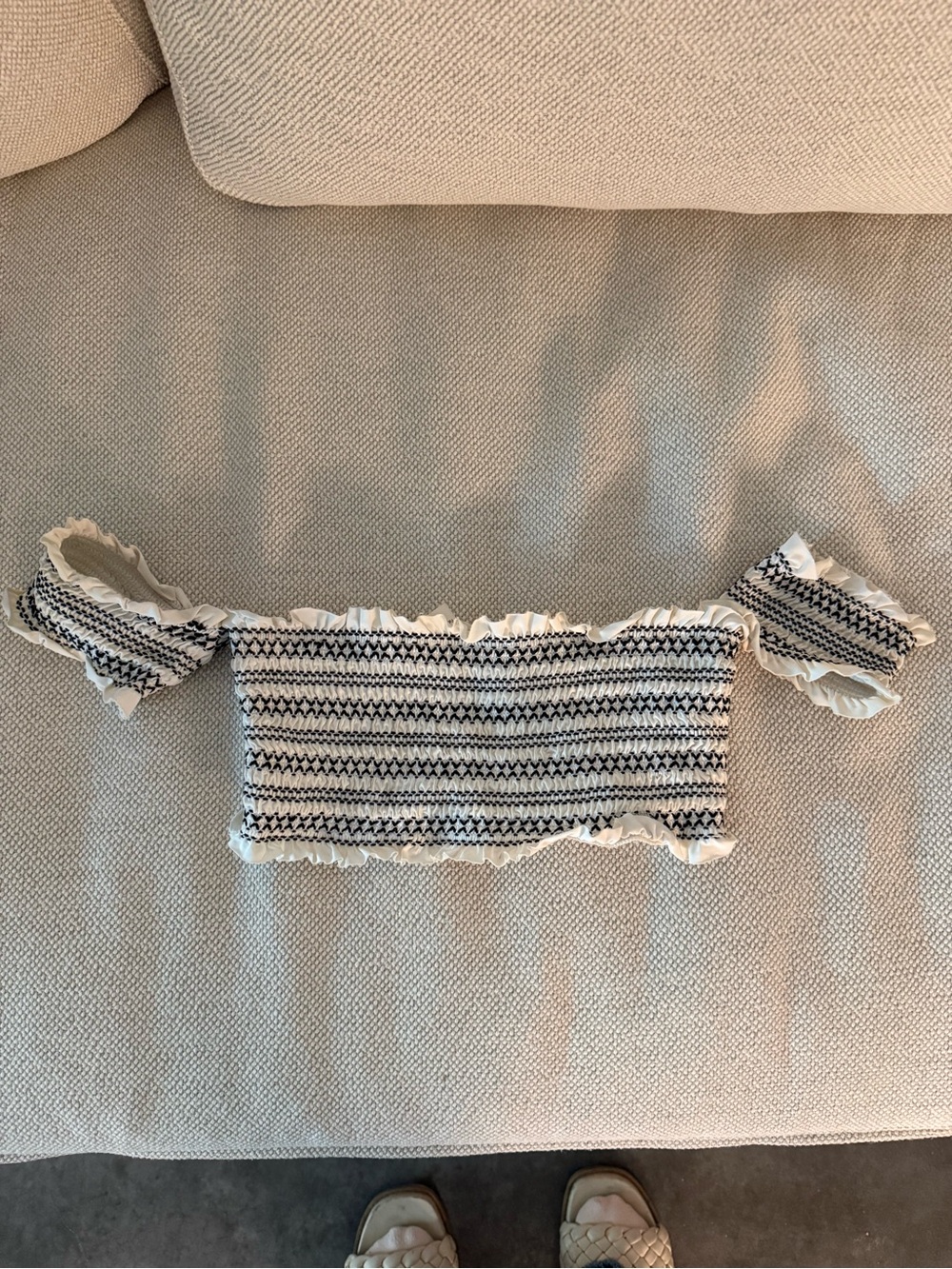 l*space Black & Cream Smocked Bandeau Top